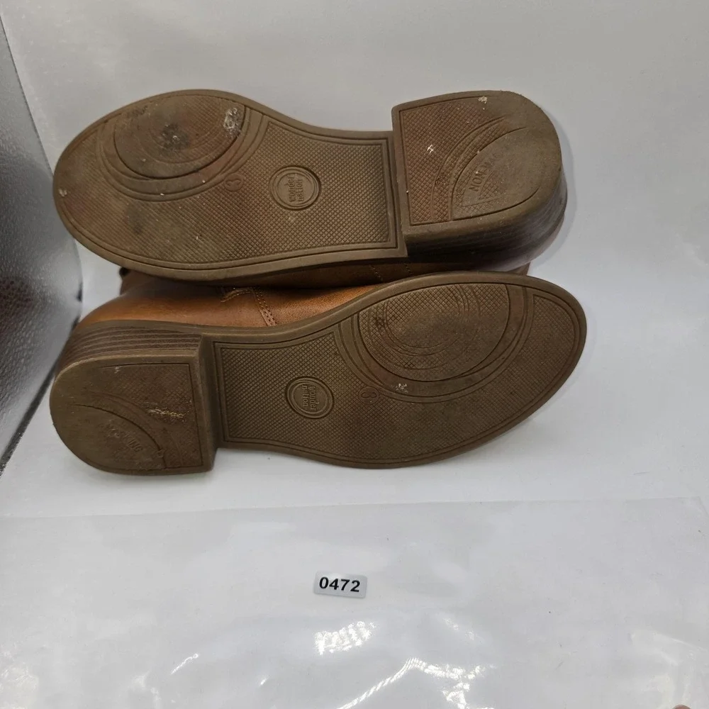 Wonder Nation Boots Girls Size 3 Brown Ankle Zip Block Heel Booties Casual